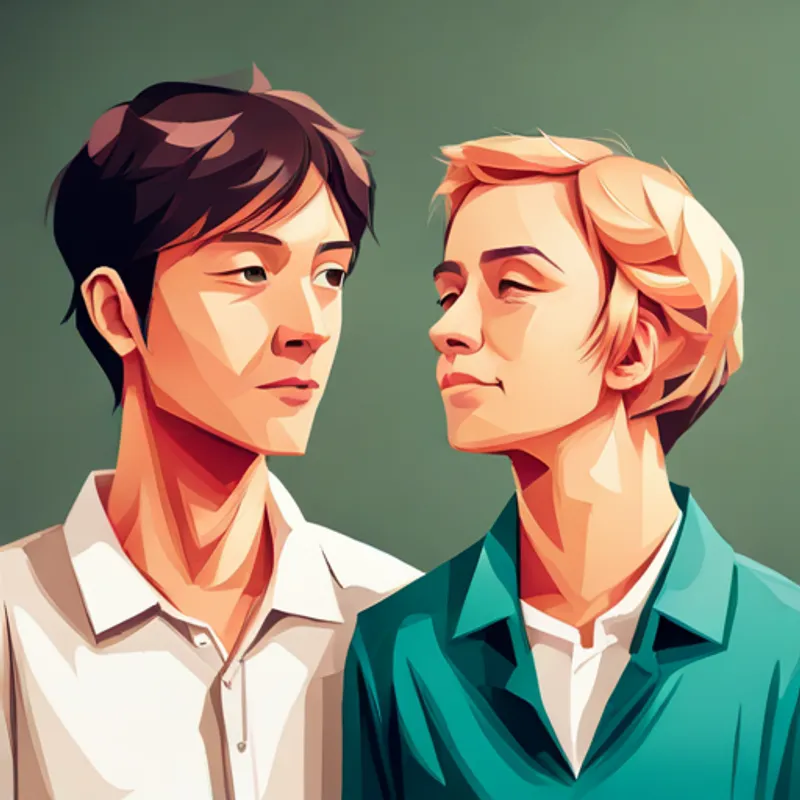 Boy with heart eyes looking at Blonde girl with a pink bow, kind and friendly