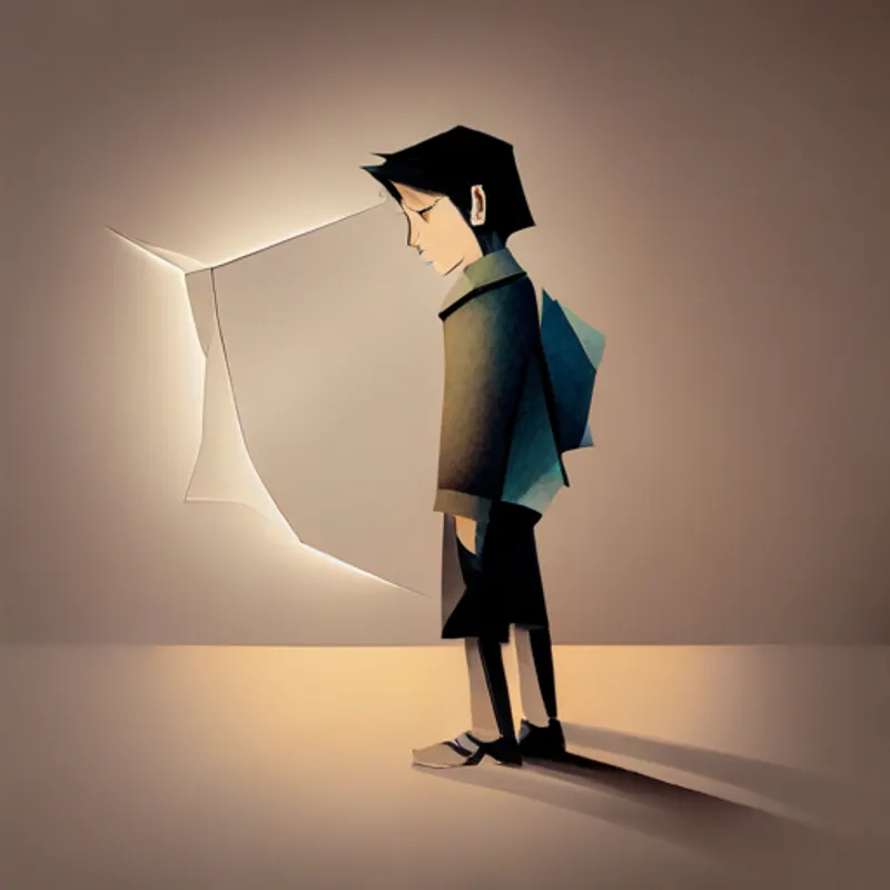 Boy gathering courage, looking determined