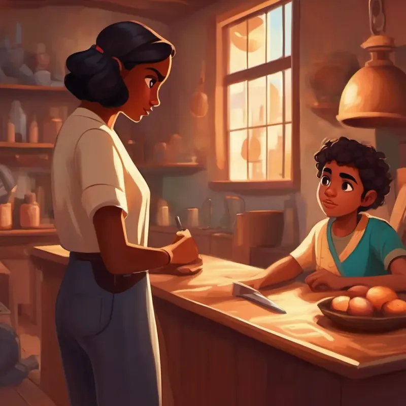 Young, brave girl with brown skin and dark brown eyes witnessing the man preparing for a robbery.