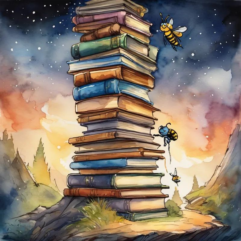 Though nervous and uncertain, Buzzy knew that he had to try. With a deep breath, he began the daunting journey to reach the enchanted potion. As he encountered various hurdles, Buzzy fought against his self-doubt and remembered the reason he embarked on this adventure - to gain confidence. The first obstacle Buzzy faced was a towering stack of books. Doubt crept into his mind, making him question his abilities. But then, Buzzy remembered that confidence required taking risks. Summoning all his courage, he climbed up the stack, each book representing a small step towards his goal. As he reached the top, a warm glow filled Buzzy, reassuring him that he was on the right path.
