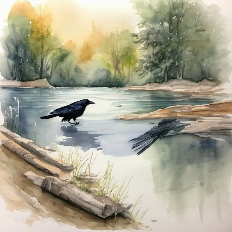 Water level rises, crow happily drinks water