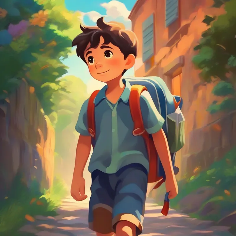 A boy with dreams, full of strength and determination., a boy with dreams, going to school