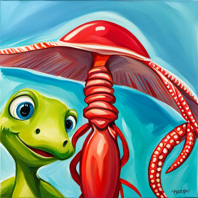 Timmy the turtle, Bella the bird, Oscar the octopus, Lola the lobster, and Ruby the ray smiling together