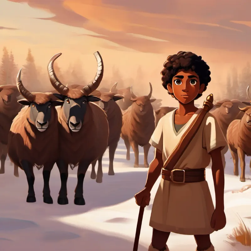 Young shepherd, brown skin, brown eyes, courageous approaching Giant warrior, tanned skin, dark eyes, intimidating, Israelites watch