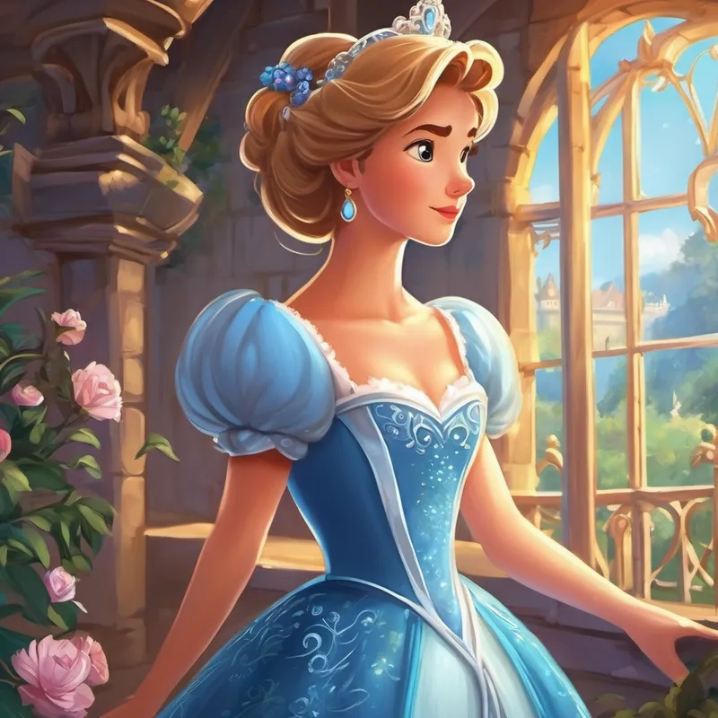 Once upon a time, in a faraway kingdom, there lived a young girl named Cinderella. She was a kind-hearted and responsible girl who lived with her stepmother and two stepsisters. They were not very nice to her and often made her do all the chores around their small cottage. One day, Cinderella heard about a grand ball that was going to be held at the magnificent Cinderella Castle. Everyone in the kingdom was invited, including Cinderella's stepmother and stepsisters. They were excited about the ball and spent days preparing their beautiful gowns and jewelry.