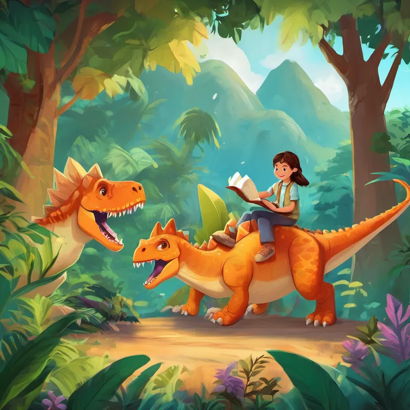 Había una vez, en un lejano y mágico lugar, un dinosaurio llamado Ernesto. Ernesto era un dinosaurio muy curioso y siempre tenía ganas de descubrir cosas nuevas. Pero había algo que Ernesto aún no sabía hacer, ¡y era leer! Un día soleado, mientras Ernesto jugaba en un prado lleno de flores coloridas, vio a un grupo de niños sentados en el suelo, rodeados de libros. El dinosaurio se acercó corriendo y preguntó: "¿Qué están haciendo?"