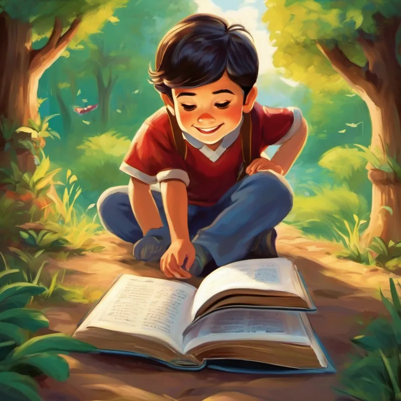 Los niños, con una sonrisa, respondieron: "Estamos leyendo cuentos. ¿Te gustaría aprender a leer, Ernesto?". Ernesto asintió emocionado y se unió al grupo. Los niños abrieron un libro lleno de hermosas imágenes y colores. Ernesto se quedó maravillado al ver tantas palabras en las páginas.