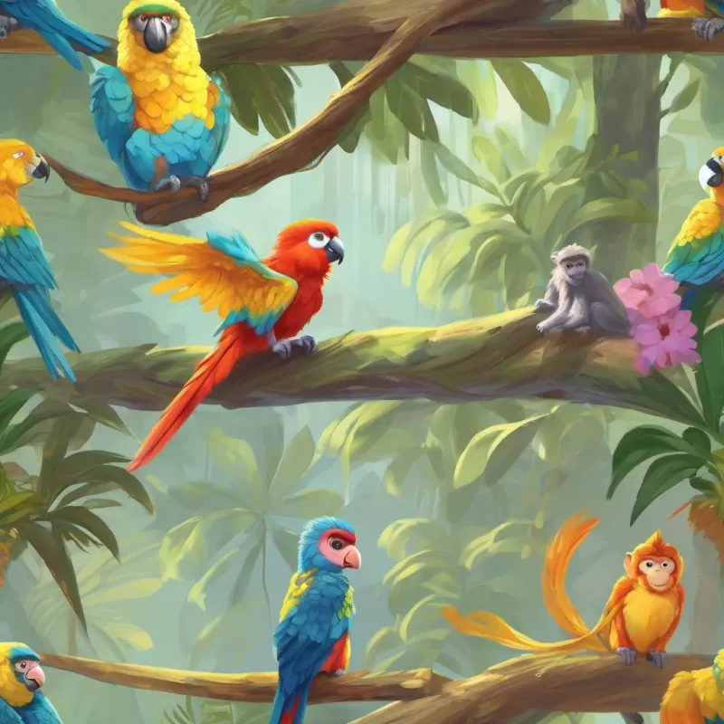 parrot's messy perch, monkey helping to organize